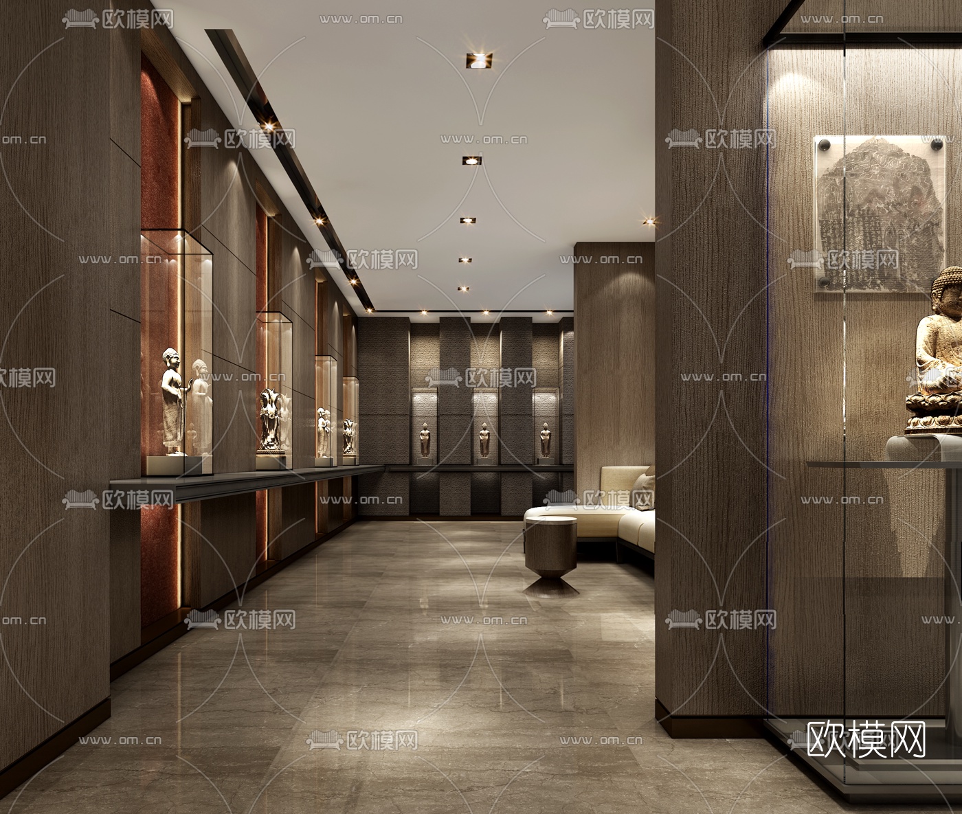 新中式博物馆文化展示区3D模型