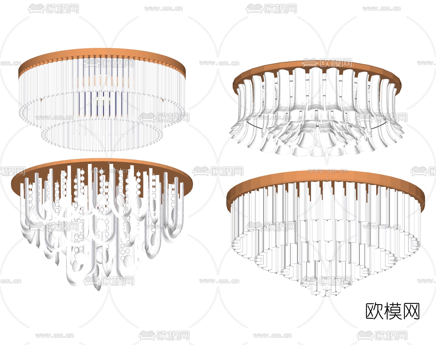 现代水晶吸顶灯su模型下载