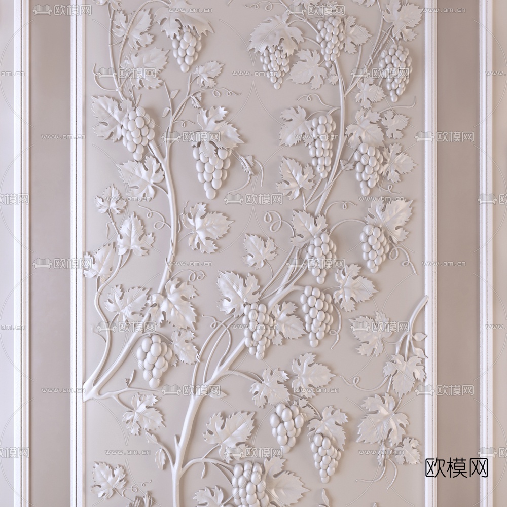 欧式葡萄藤蔓雕刻雕花3D模型
