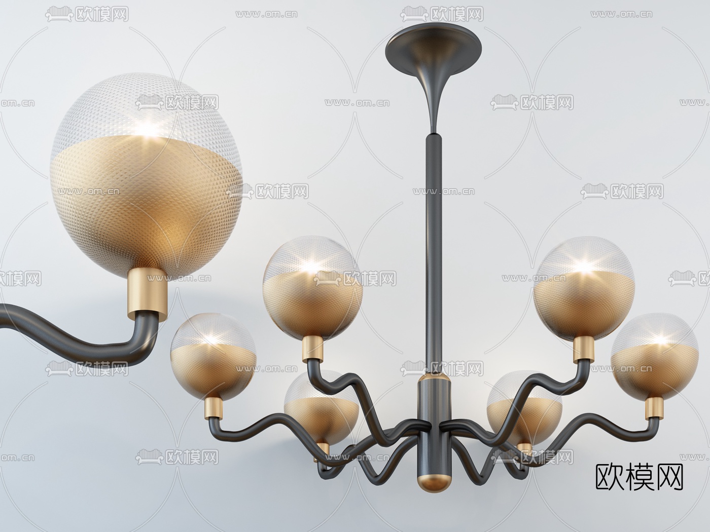 现代铁艺多头吊灯3d模型
