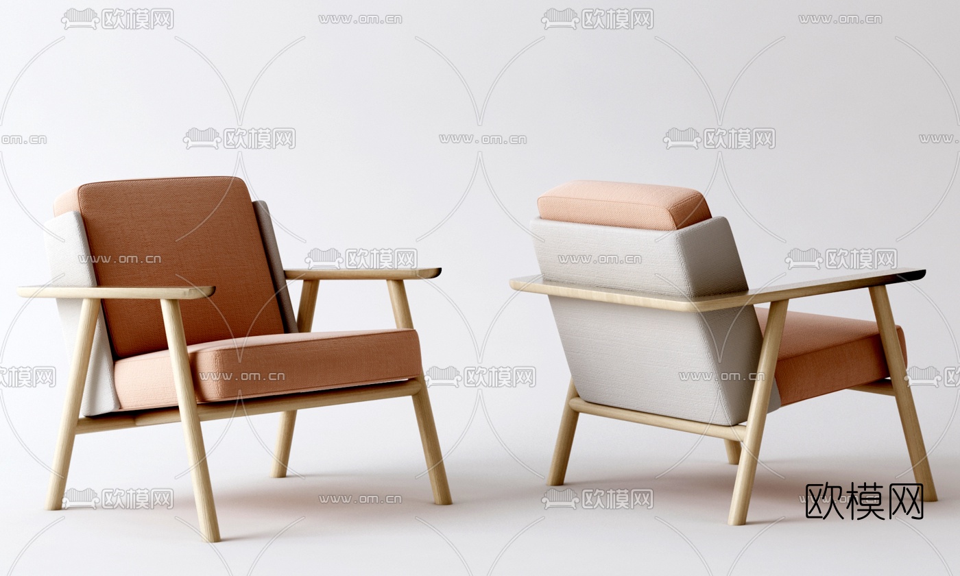 北欧布艺休闲椅3d模型-免费3dmax模型库-欧模网