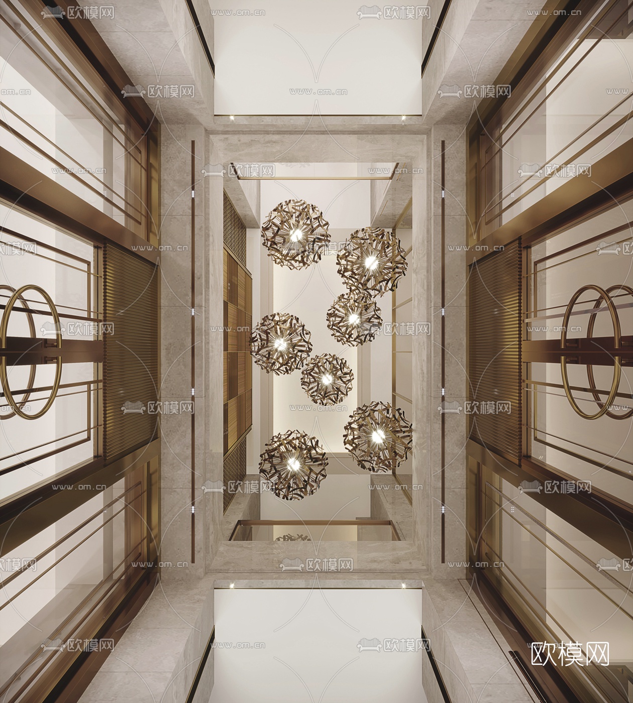 现代酒店前厅走廊过道3d模型下载（渲染图3）