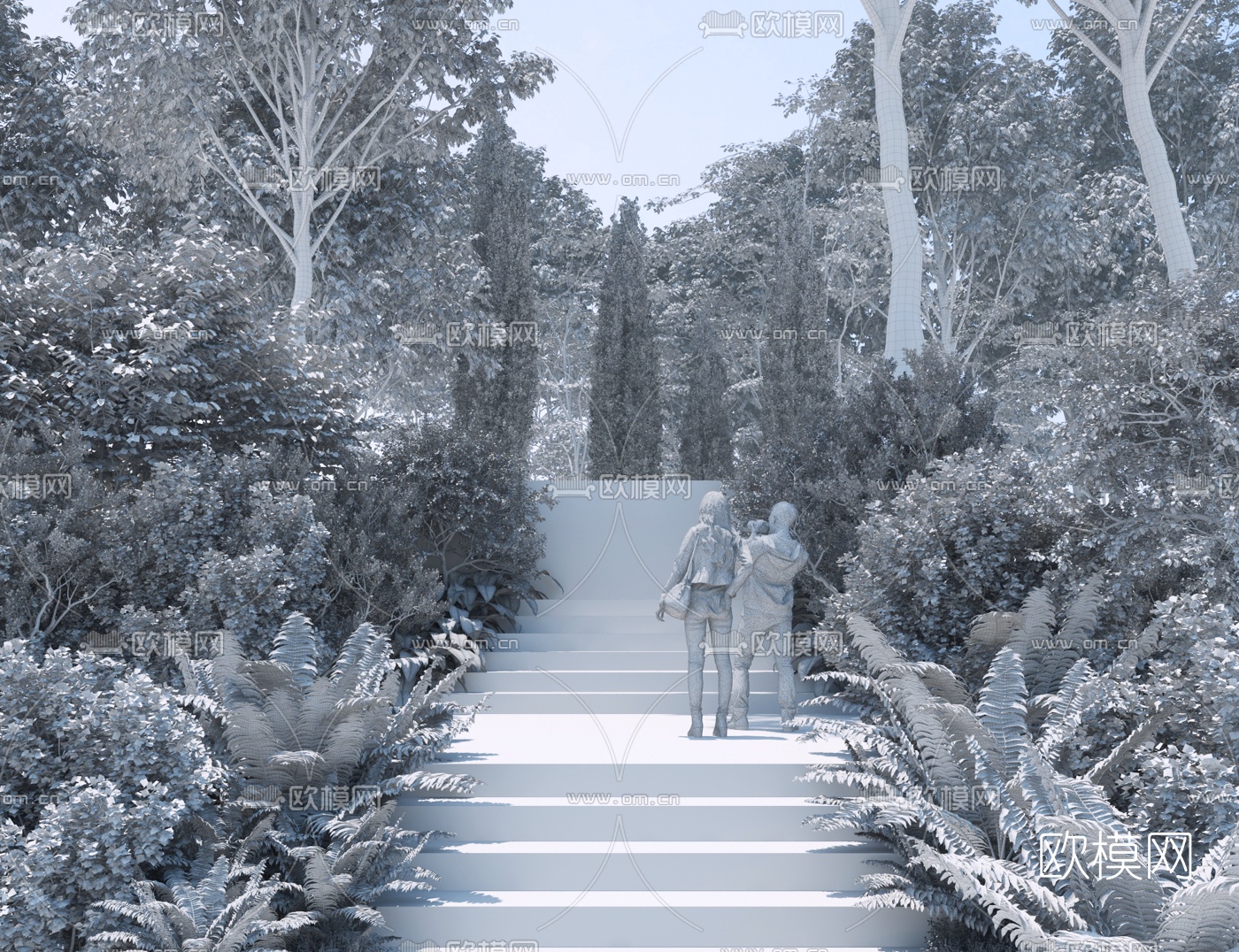 现代公园园林景观3d模型下载（渲染图2）