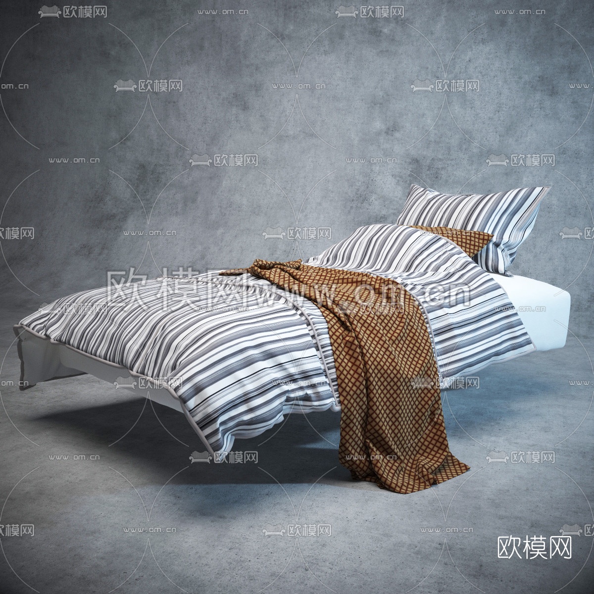 现代单人床3D模型