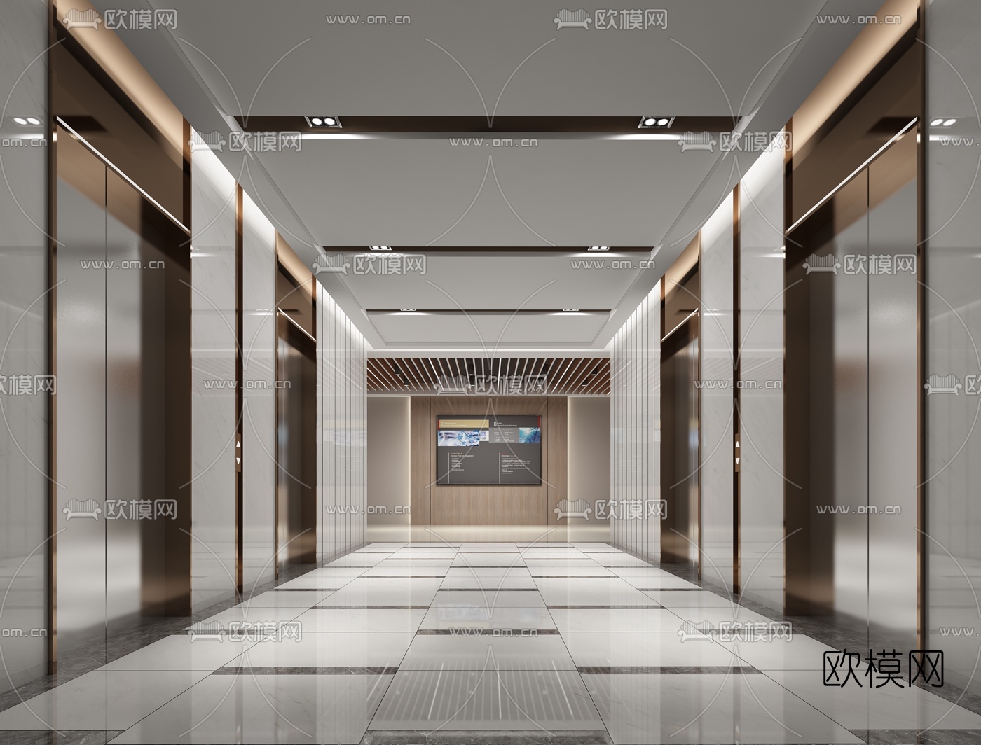 现代电梯厅3d模型
