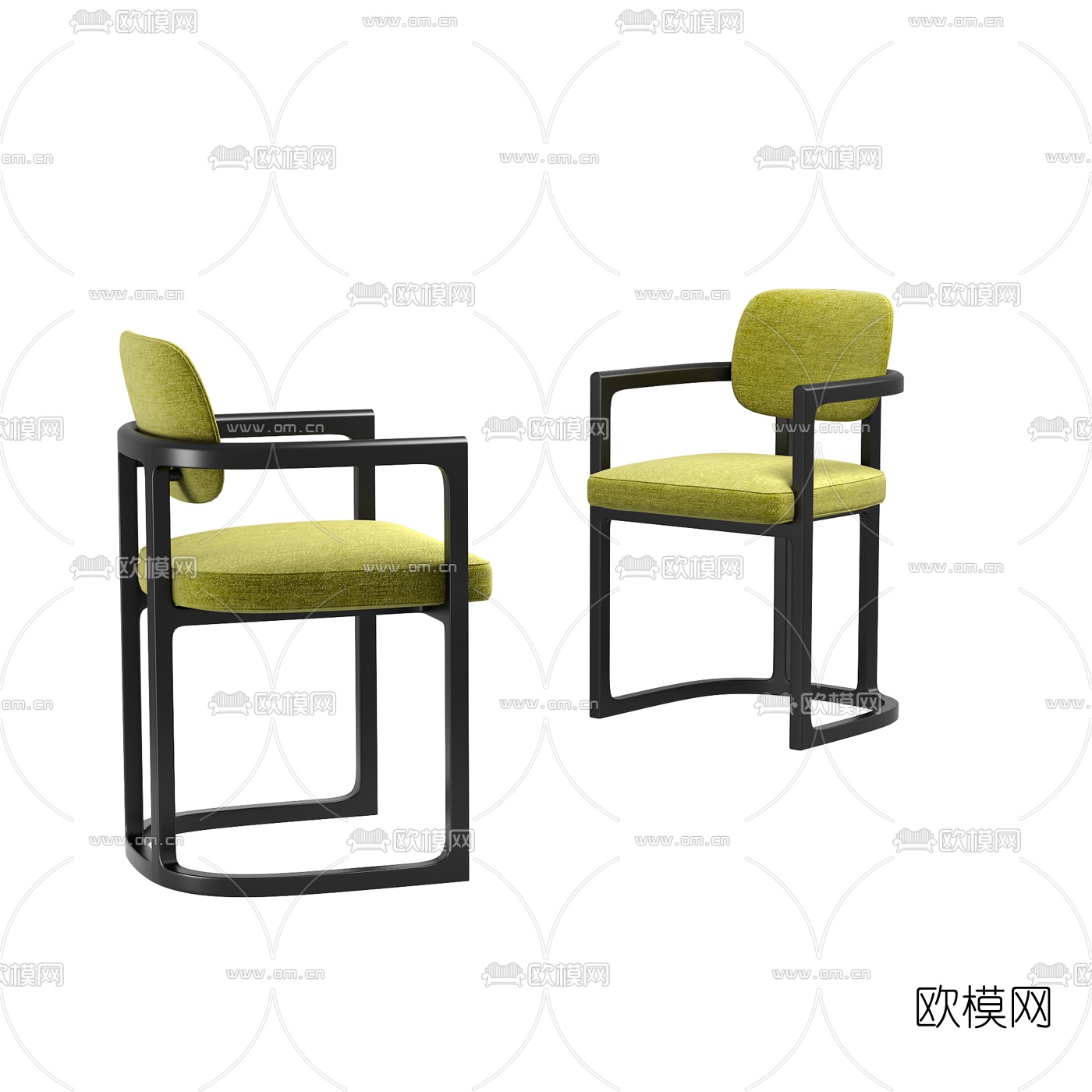意大利PORADA品牌 现代绿色布艺极简单椅3d模型