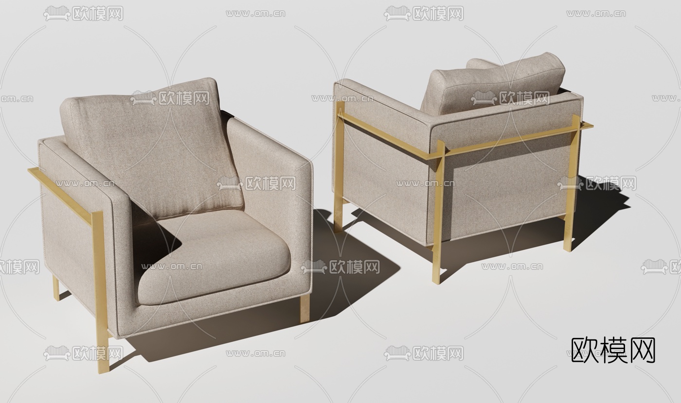 现代布艺单人沙发3d模型下载