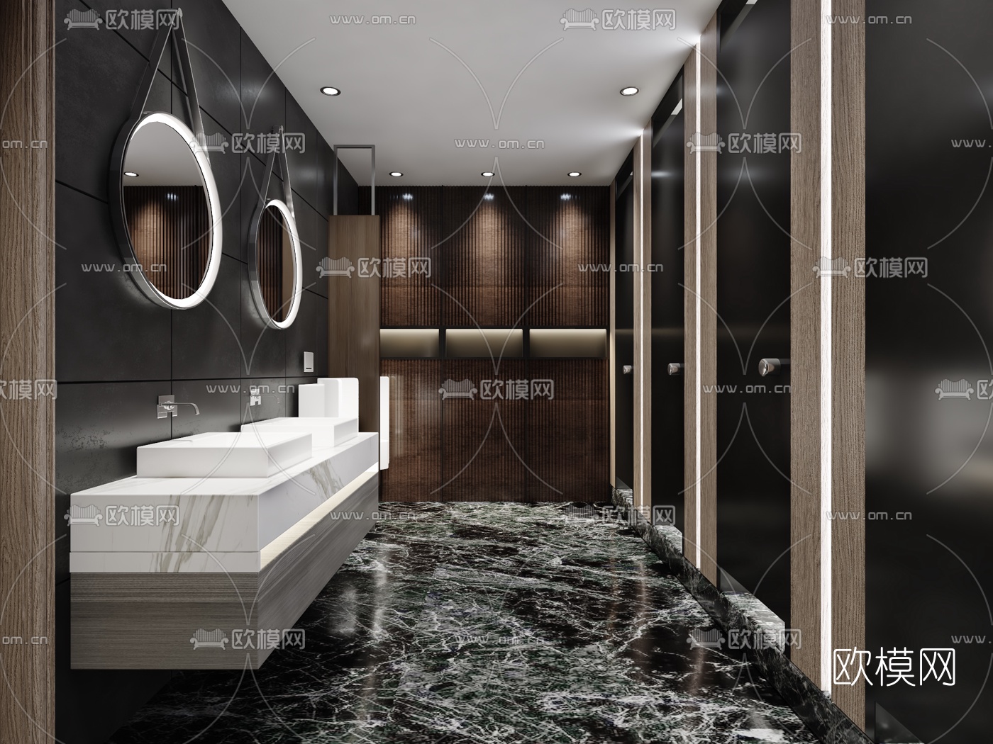 现代公用卫生间3d模型下载