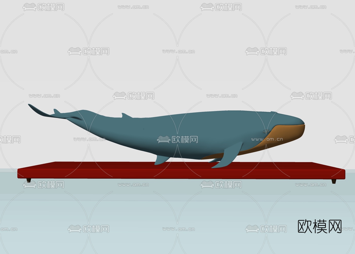 现代金属鲸鱼雕塑su模型下载