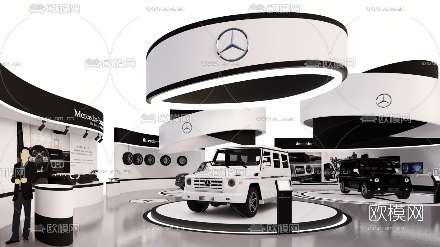 现代车展展厅su模型下载（渲染图1）