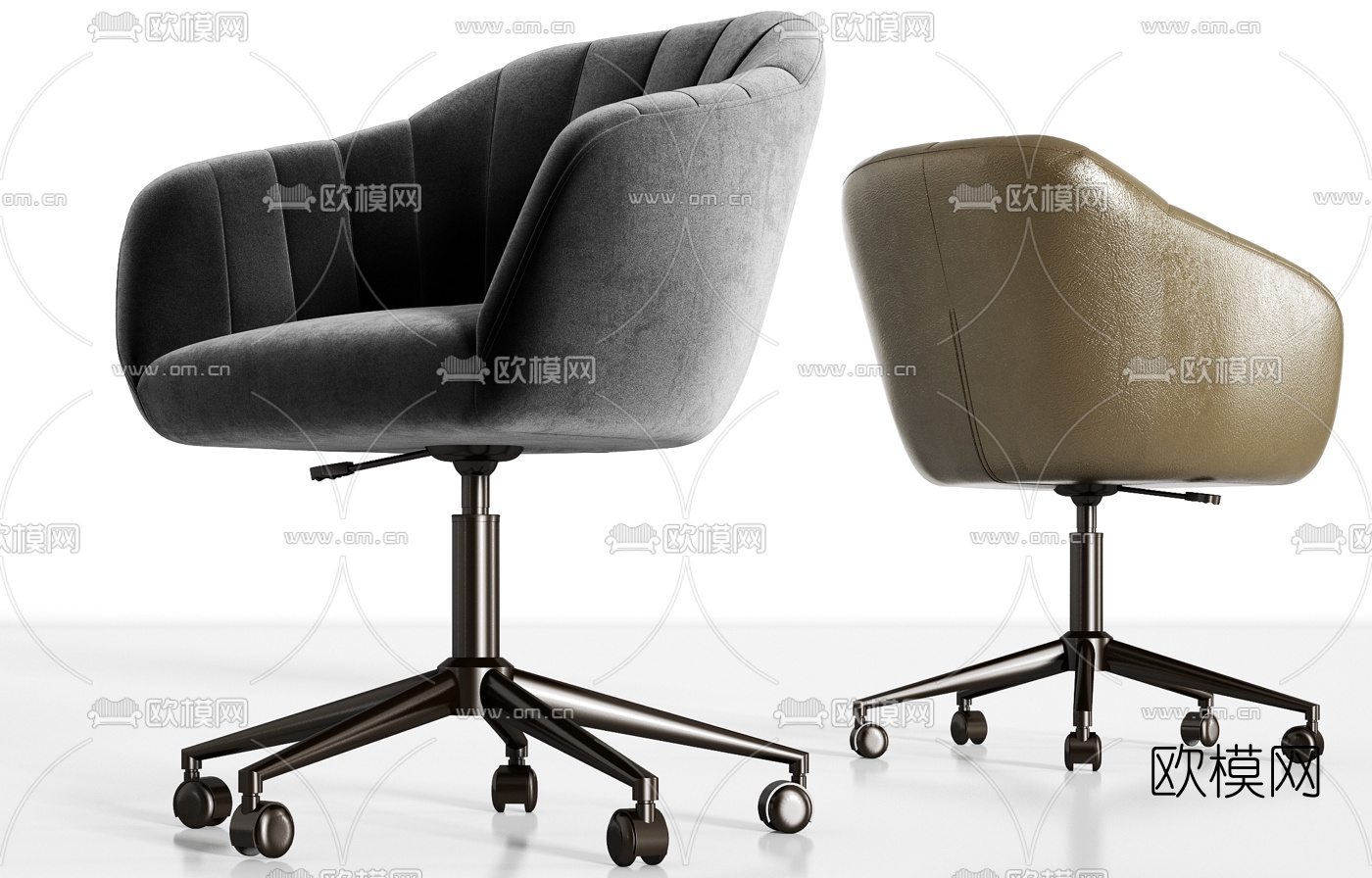 现代绒布职员办公椅3d模型下载