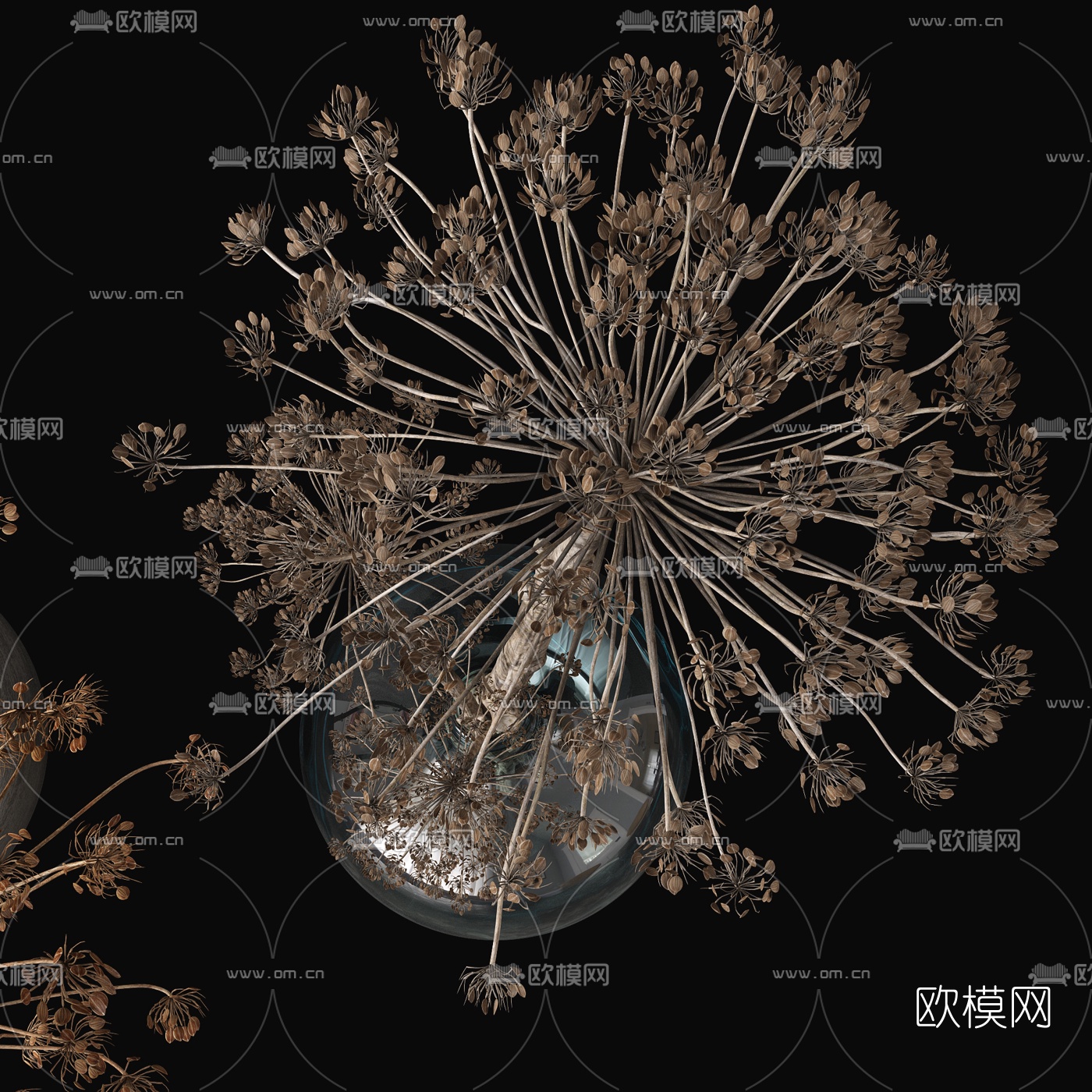 现代干枝花瓶3d模型