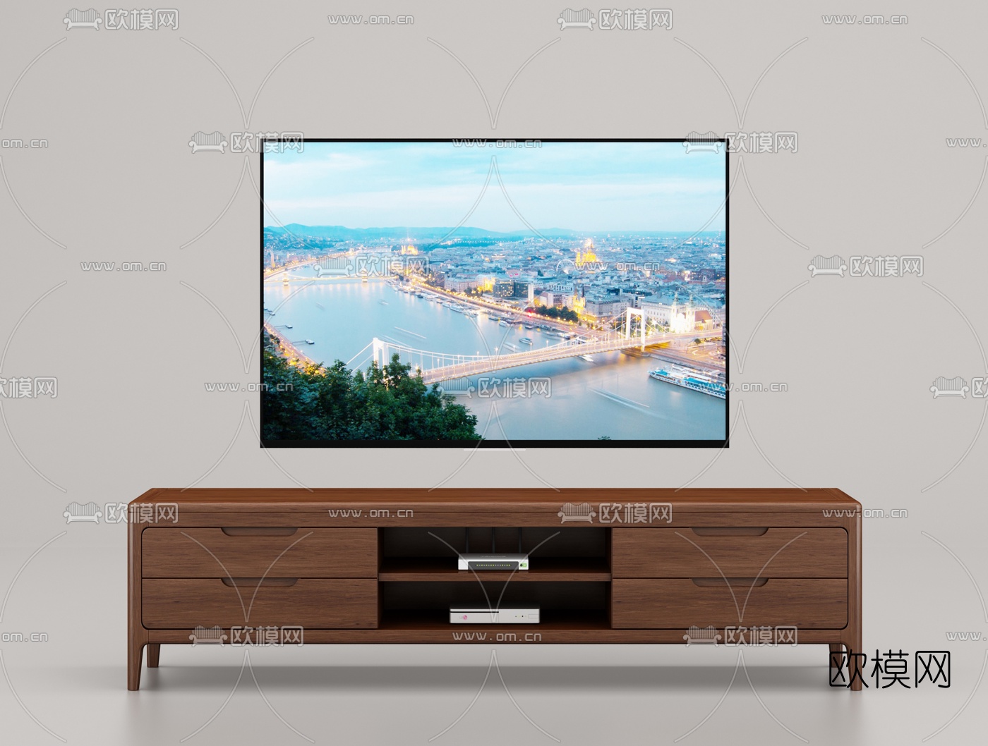 新中式实木电视柜3d模型-免费3dmax模型库-欧模网