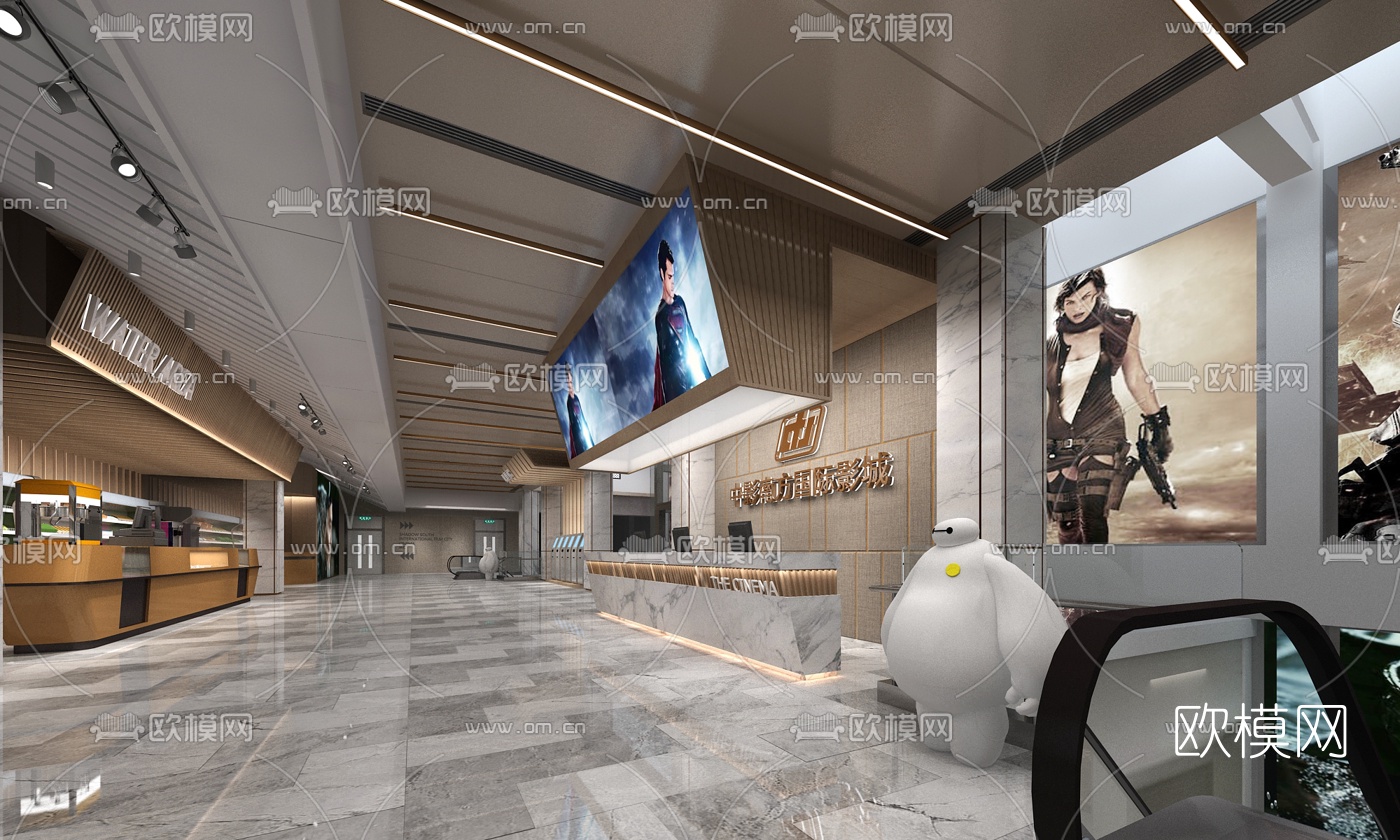 现代电影院售票大厅3d模型