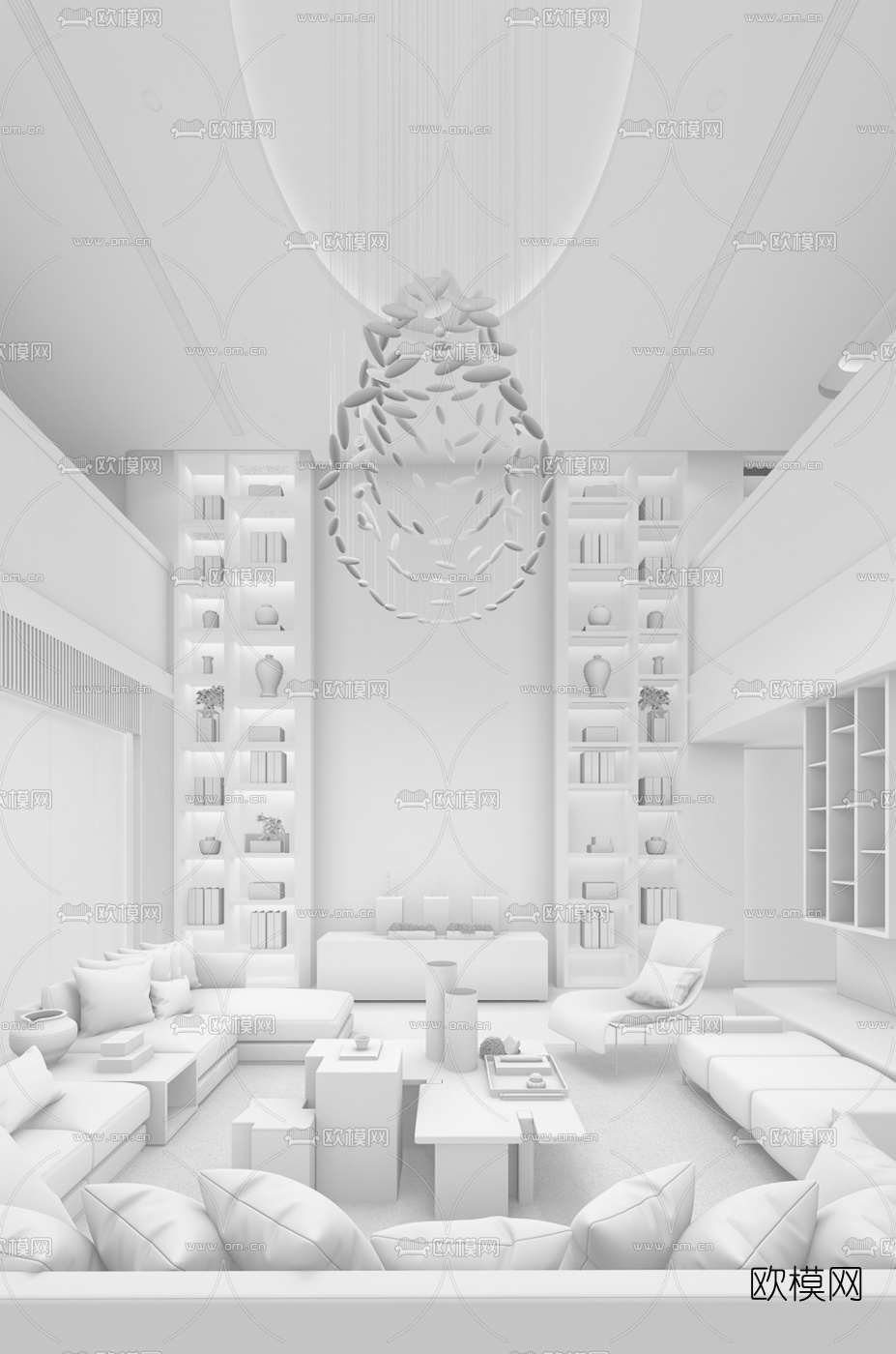 邱德光中式别墅客厅3d模型