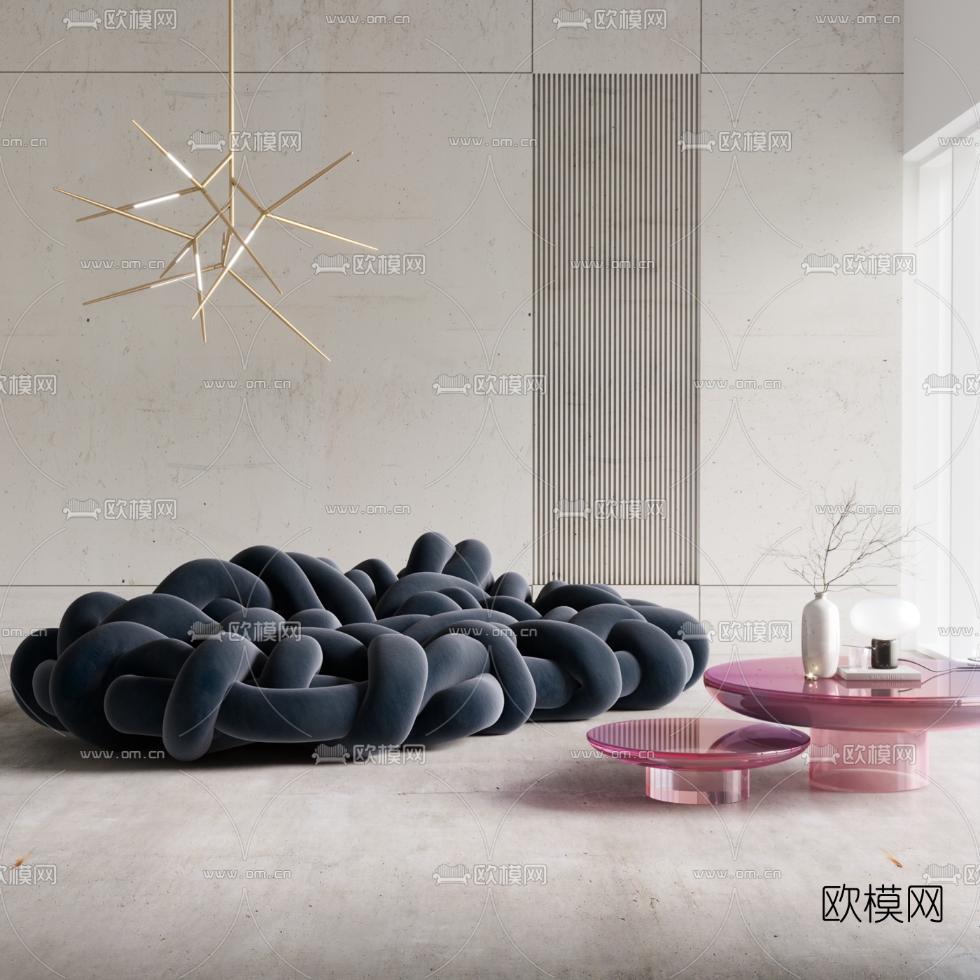 现代创意绒布懒人沙发3d模型下载