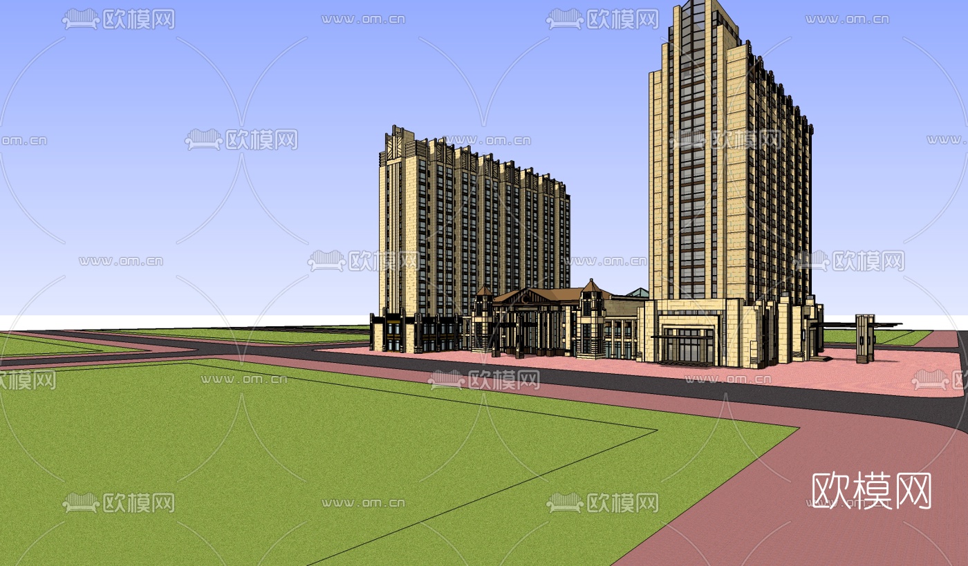 新古典商住综合楼su模型