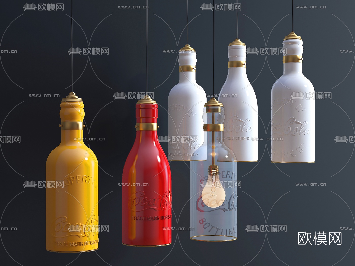 简欧酒瓶装饰吊灯3d模型