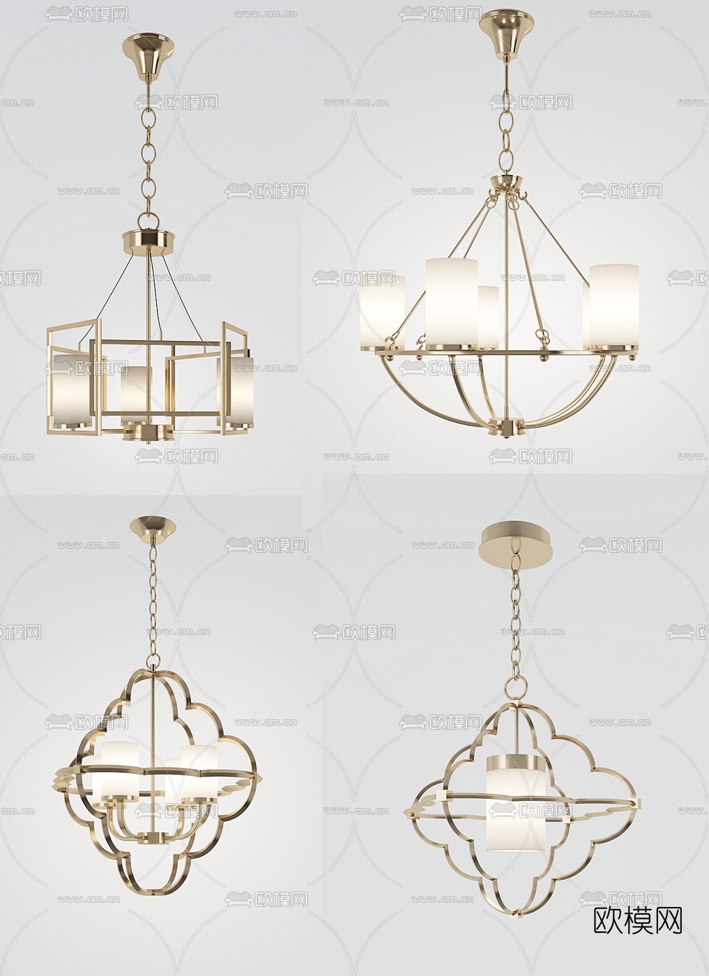 现代金属吊灯3d模型下载