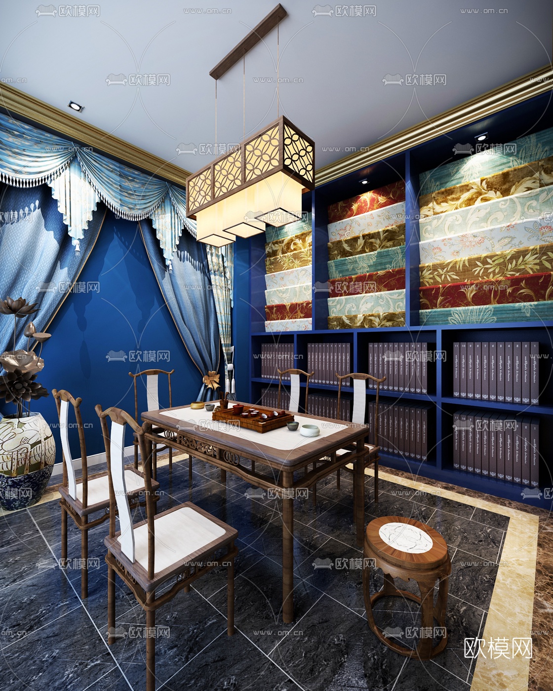 中式窗帘店3D模型下载（渲染图2）