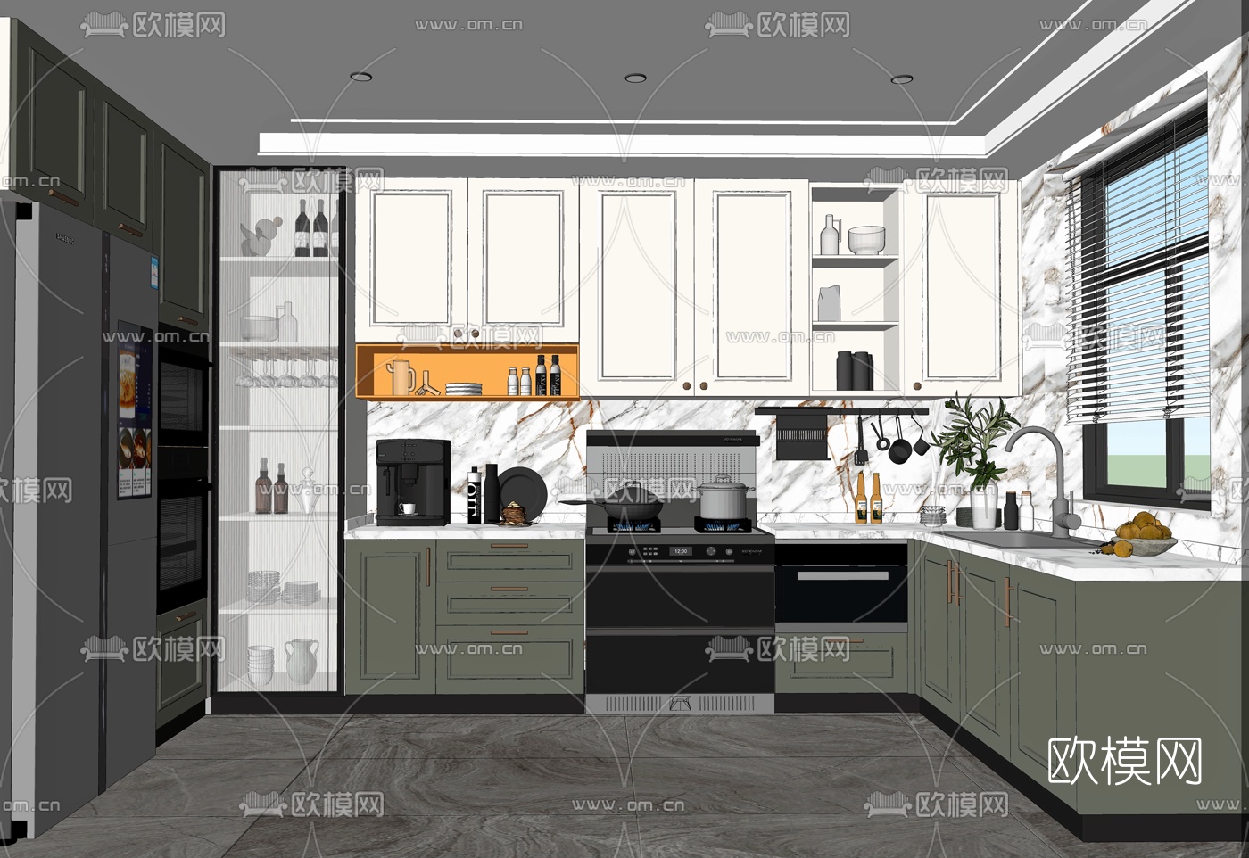 北欧厨房su模型下载（渲染图2）