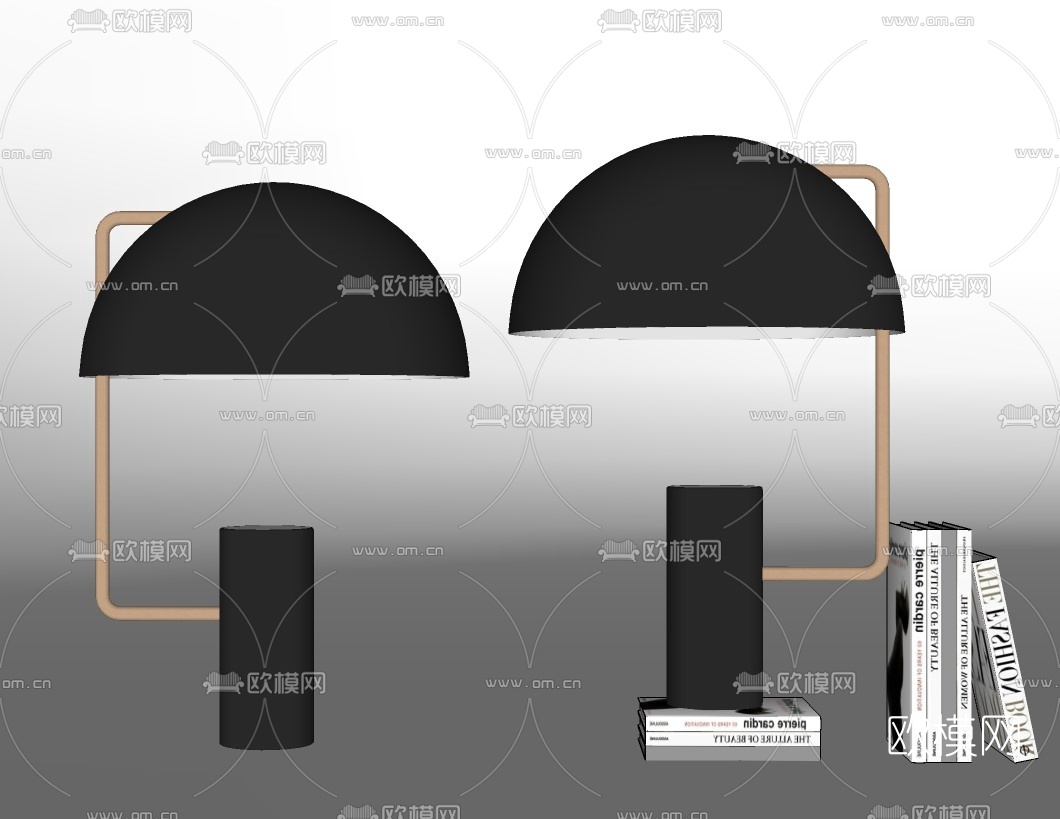 现代金属台灯su模型下载（渲染图2）
