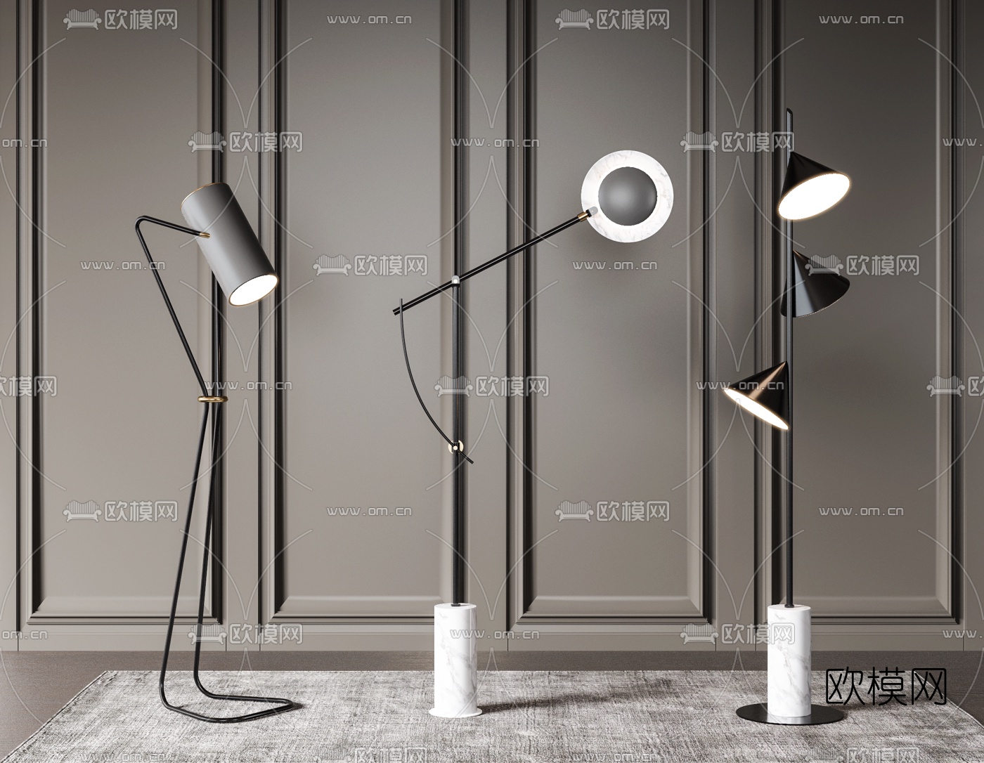 现代轻奢落地灯3d模型下载