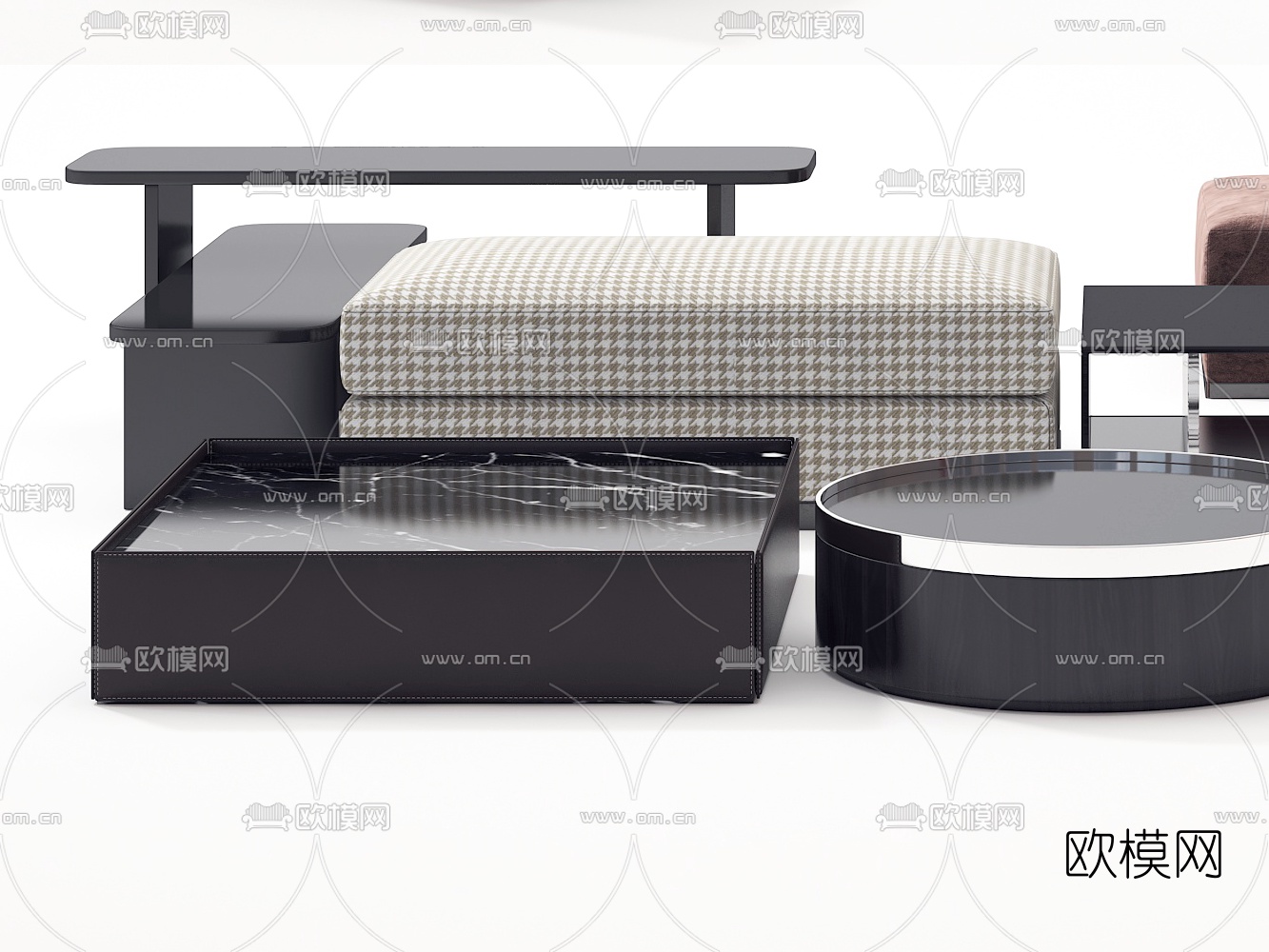 意大利Minotti现代茶几角几脚踏3d模型下载（渲染图2）