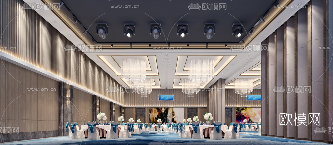 现代酒店宴会厅3d模型