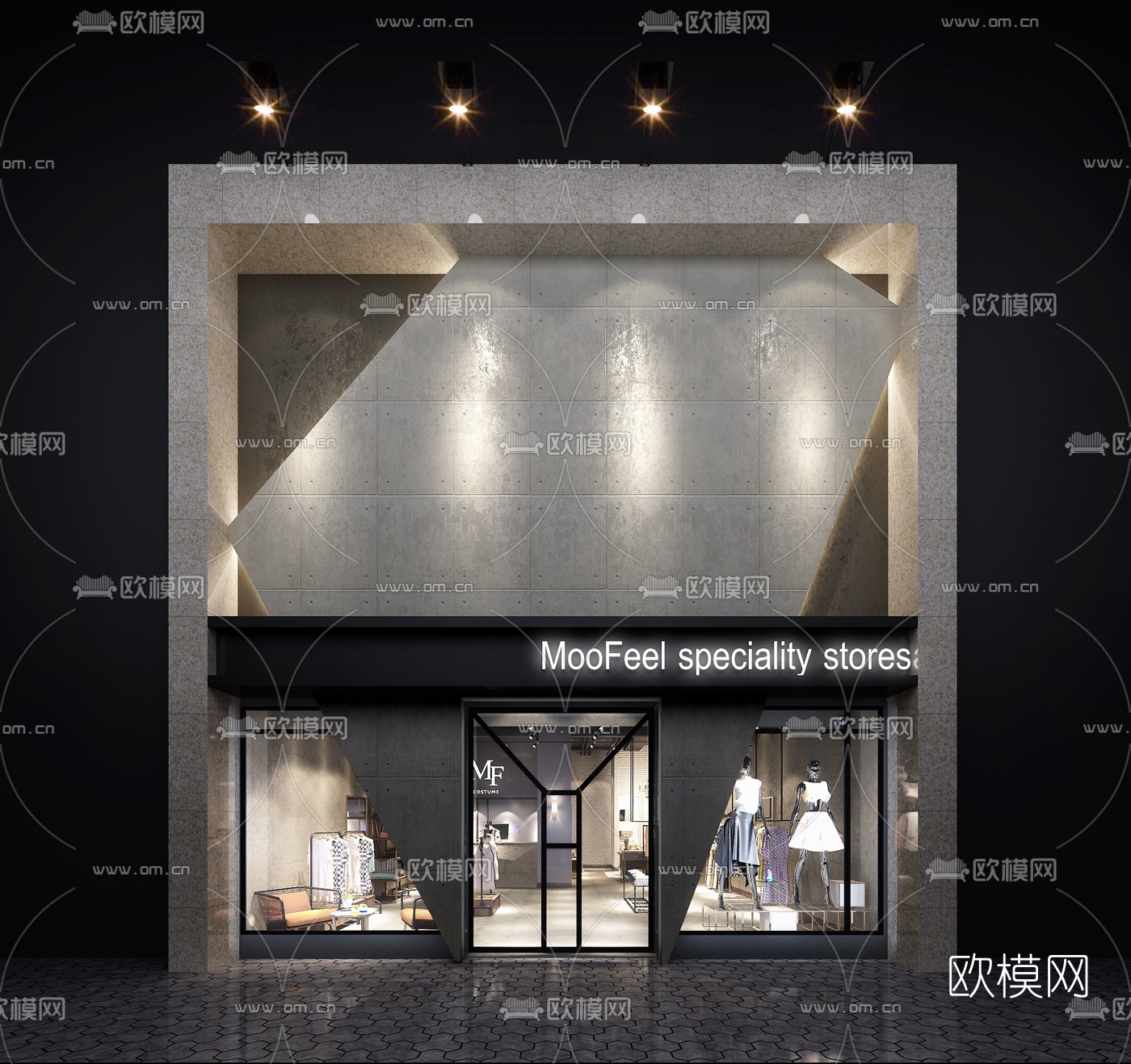 现代服装店门面门头3d模型下载_ID10211068_3dmax免费模型-欧模网