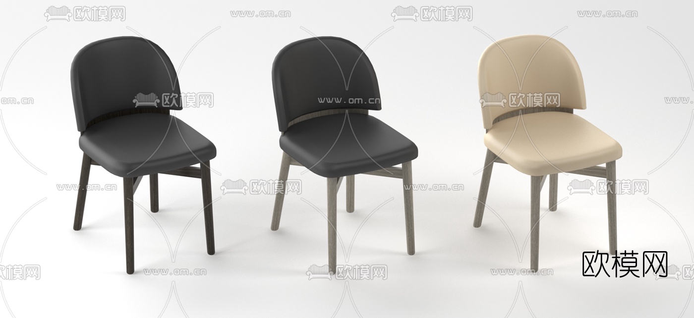 意大利FIAM ITALIA品牌 现代皮革原木单椅3d模型