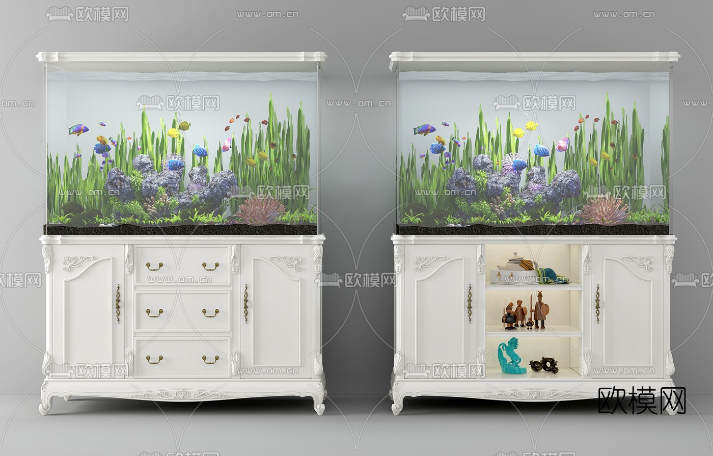 欧式鱼缸水族组合3d模型