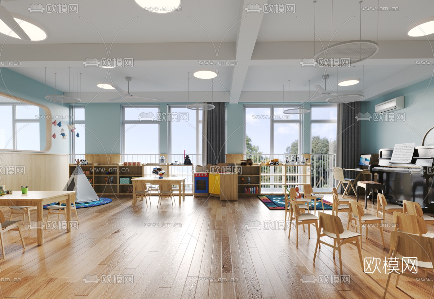 现代幼儿园教室卫生间3d模型