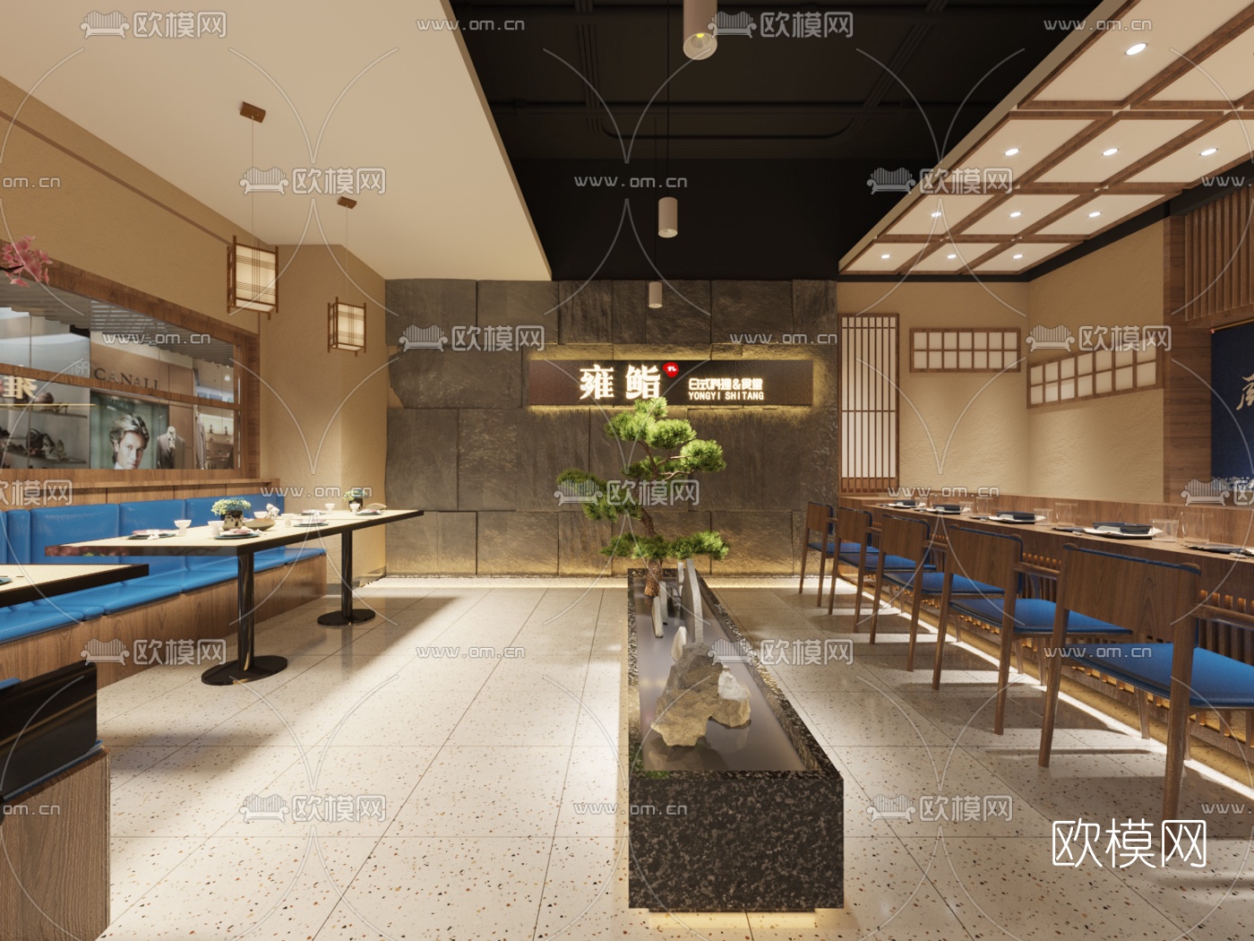 日式料理店3d模型下载（渲染图1）