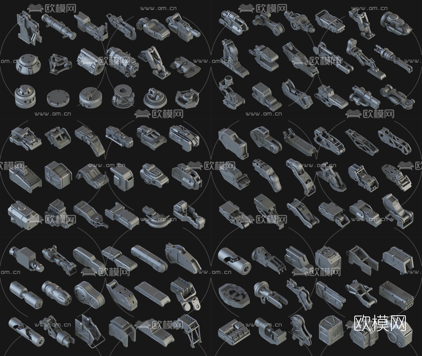 现代机械设备器材组合3d模型下载（渲染图1）