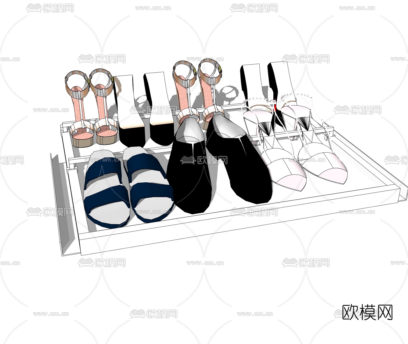 现代鞋子免费su模型下载