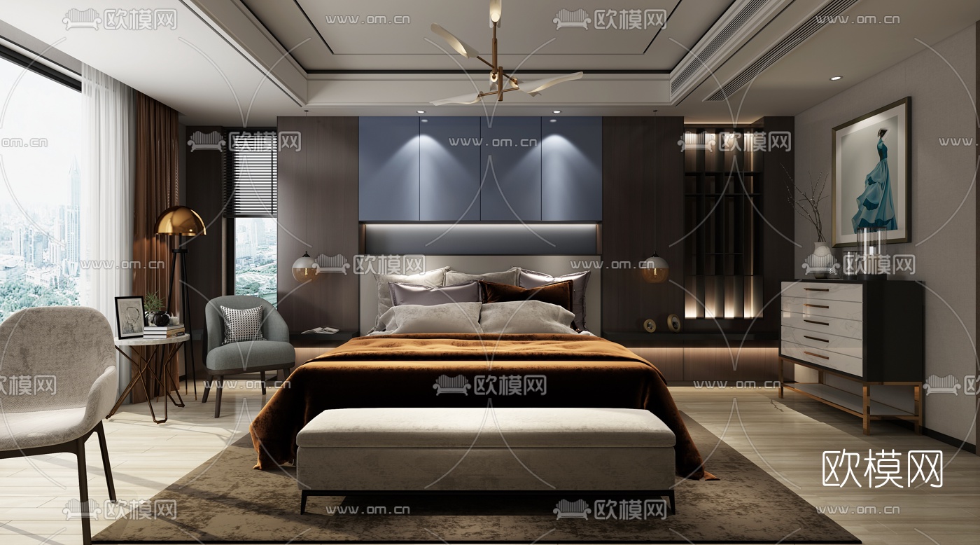 后现代卧室3d模型下载