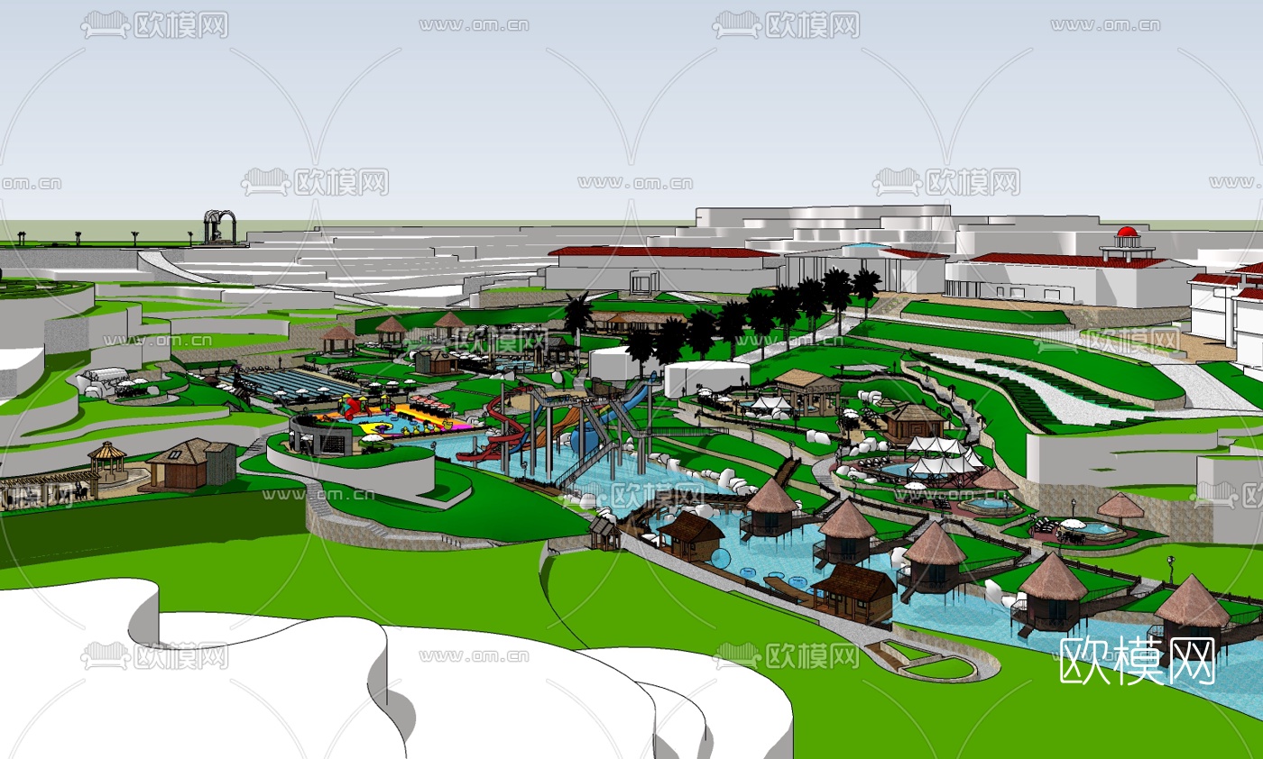 现代游乐场规划su模型下载（渲染图1）