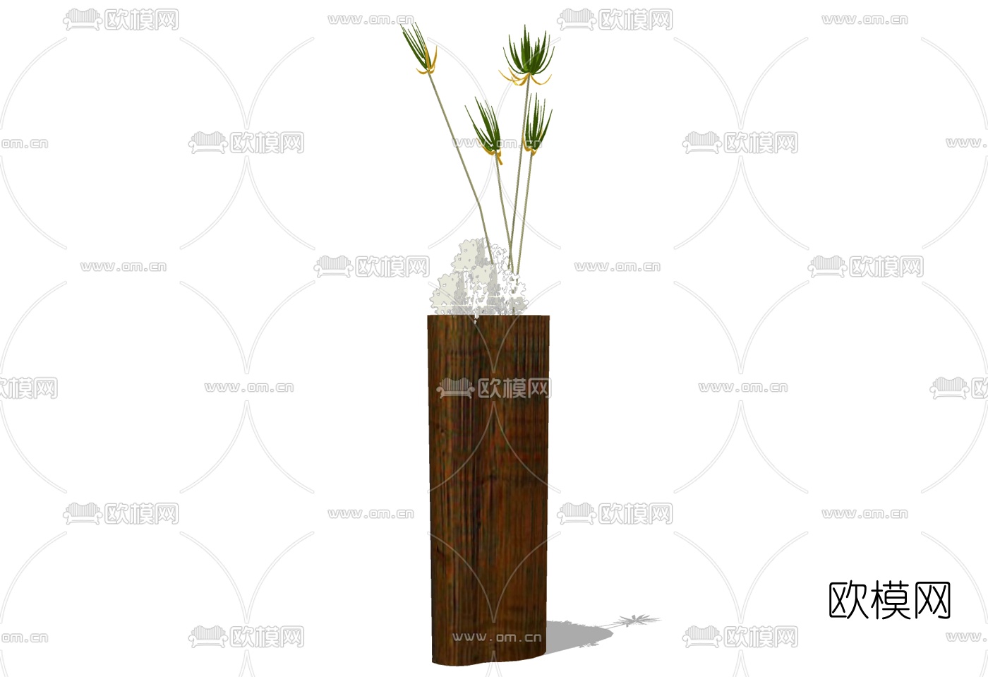 现代实木花瓶插花免费su模型下载