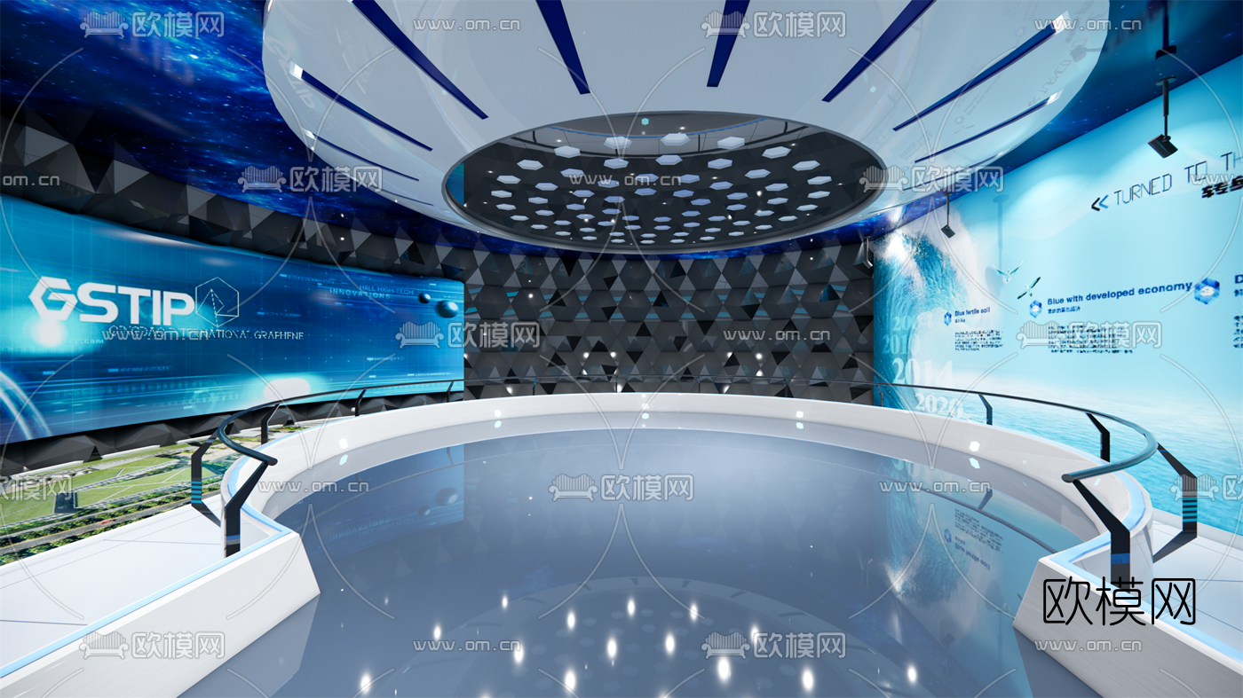现代科技展厅su模型下载（渲染图2）