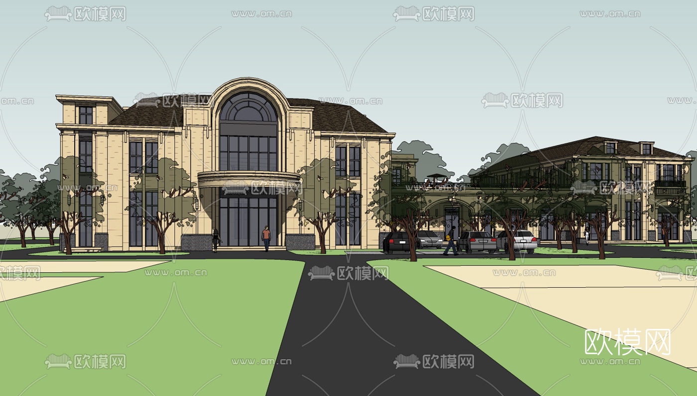 欧式休闲会所su模型下载（渲染图1）