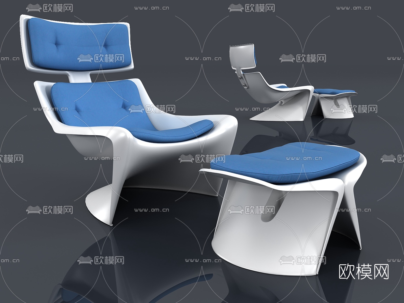 现代休闲躺椅3D模型