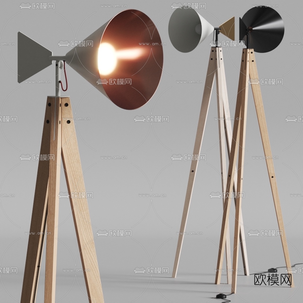 北欧实木落地灯3d模型下载（渲染图1）