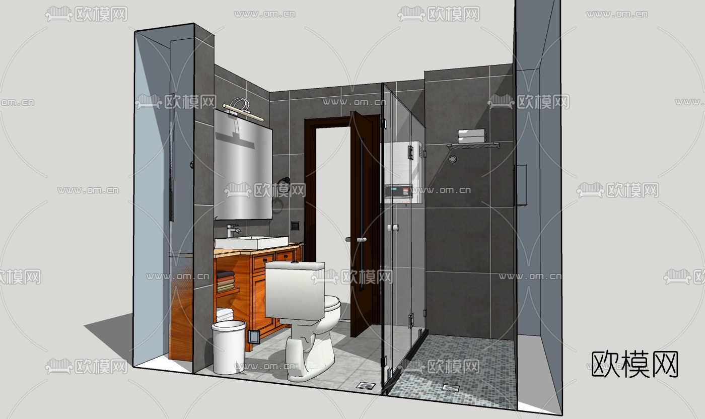 现代卫浴免费su模型下载（渲染图2）
