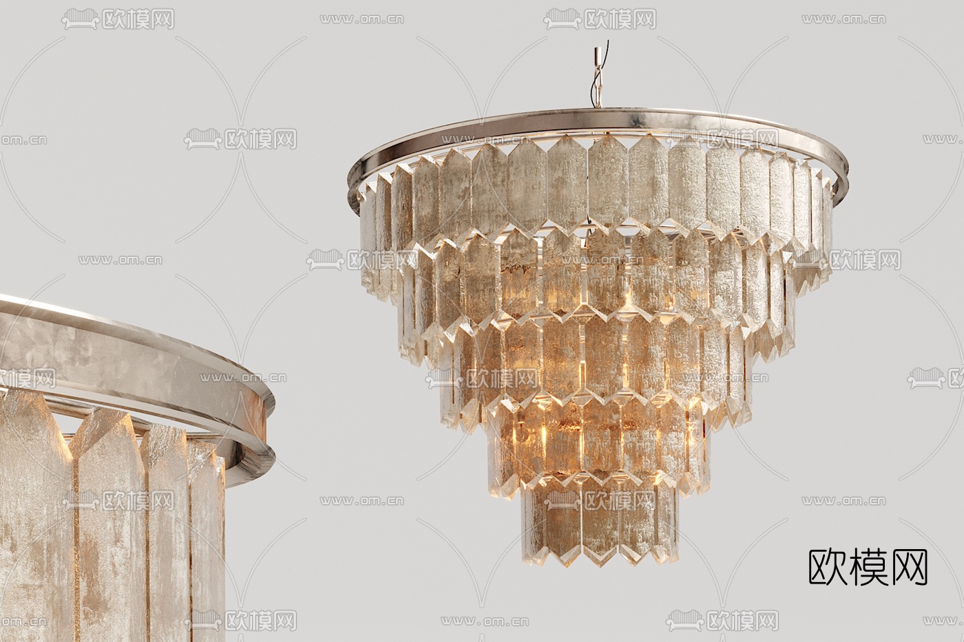 欧式金属水晶吊灯3d模型下载