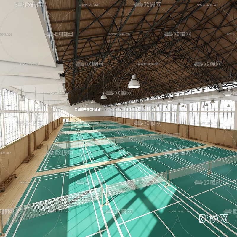 现代室内羽毛球场3d模型
