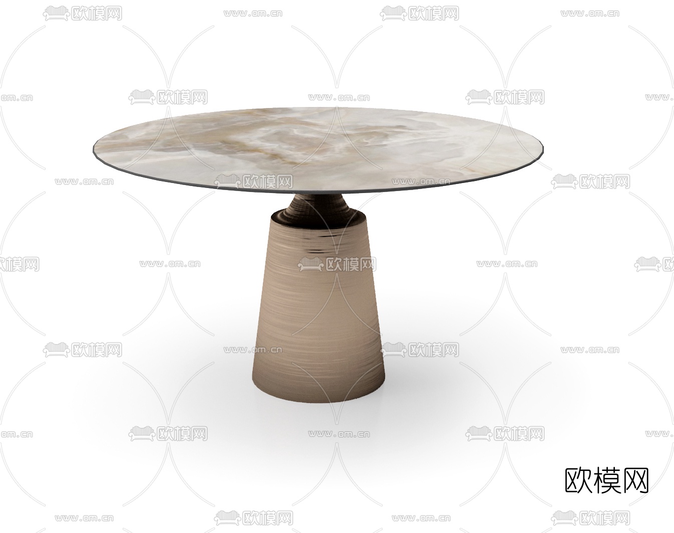 现代金属大理石茶几3D模型