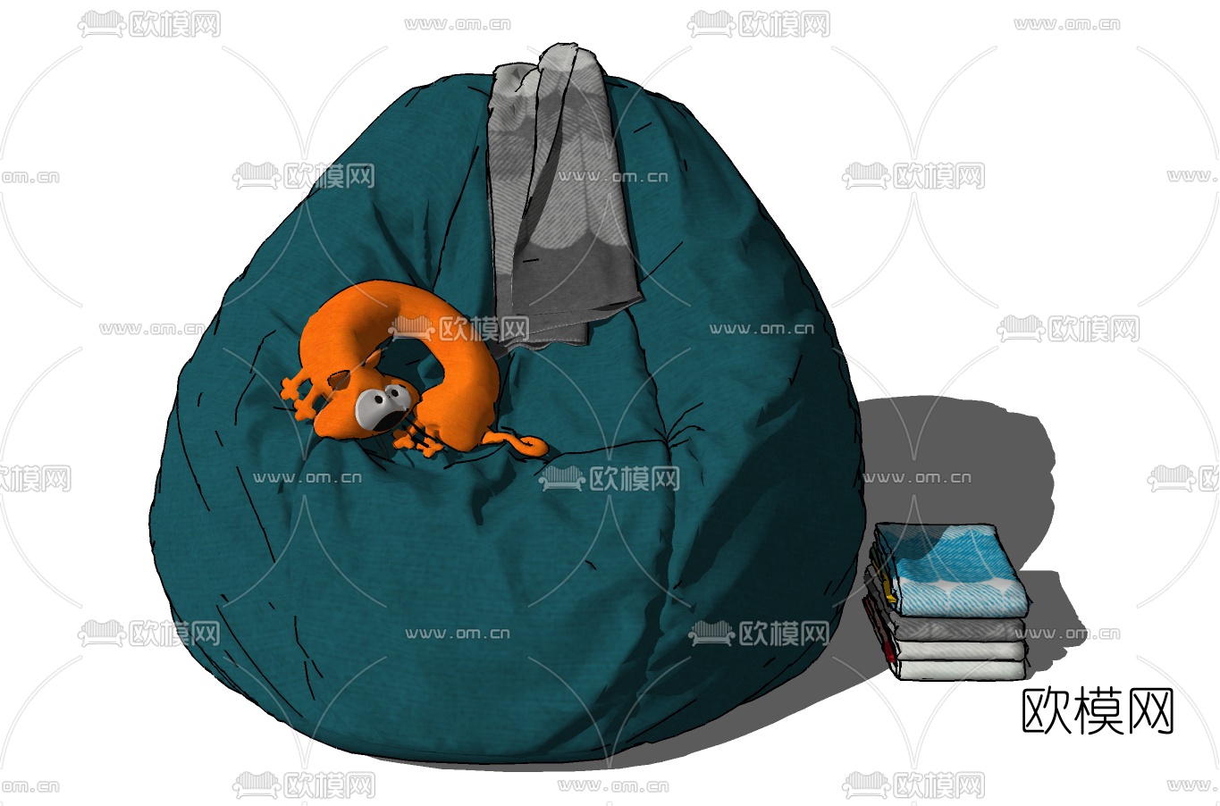 现代懒人沙发su模型下载（渲染图1）