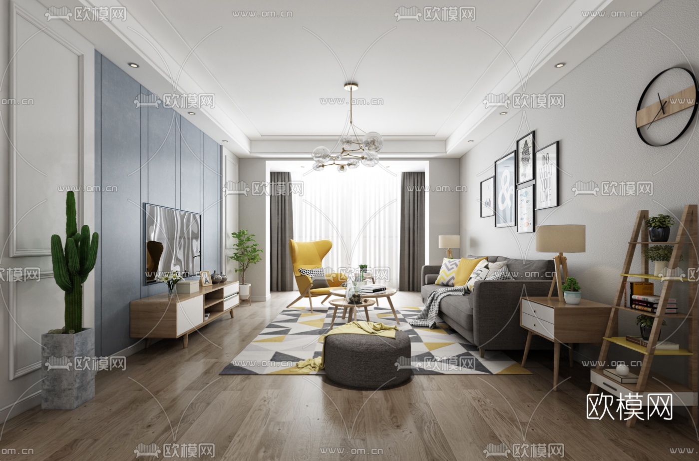 北欧客厅餐厅3d模型