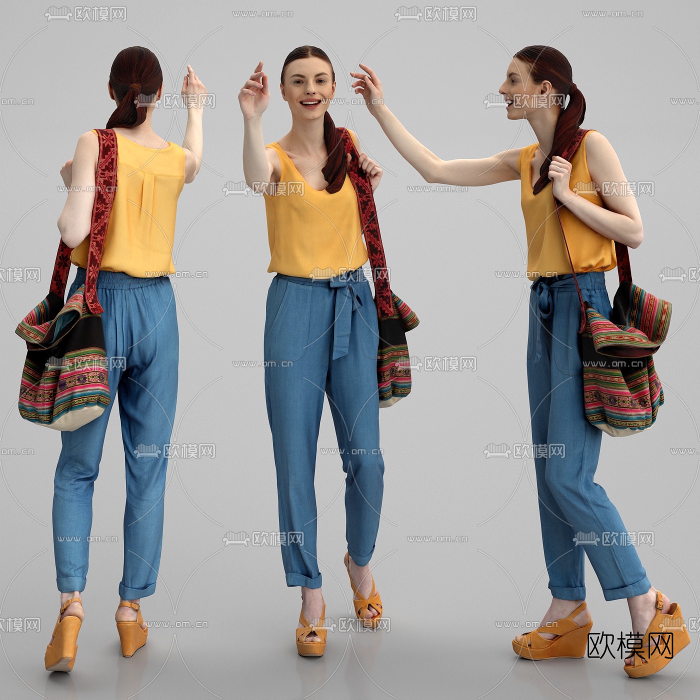 现代站姿女人3d模型